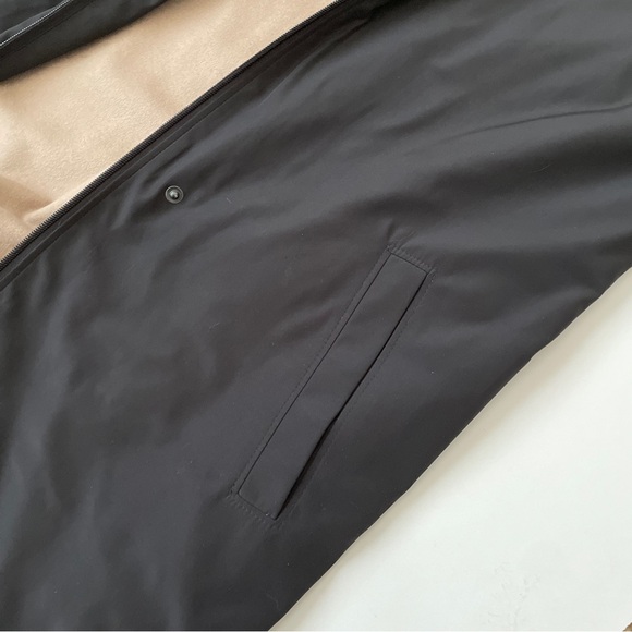 RARE ✨ Calvin Klein Black Car Coat Removable Tan Wool Cashmere Liner, Size Large - Picture 8 of 12